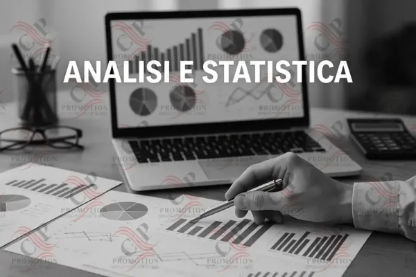 Dashboard digitale con grafici e metriche, rappresentazione visiva del servizio di analisi e statistiche offerto da CP-Promotion per il monitoraggio dei dati di siti web.