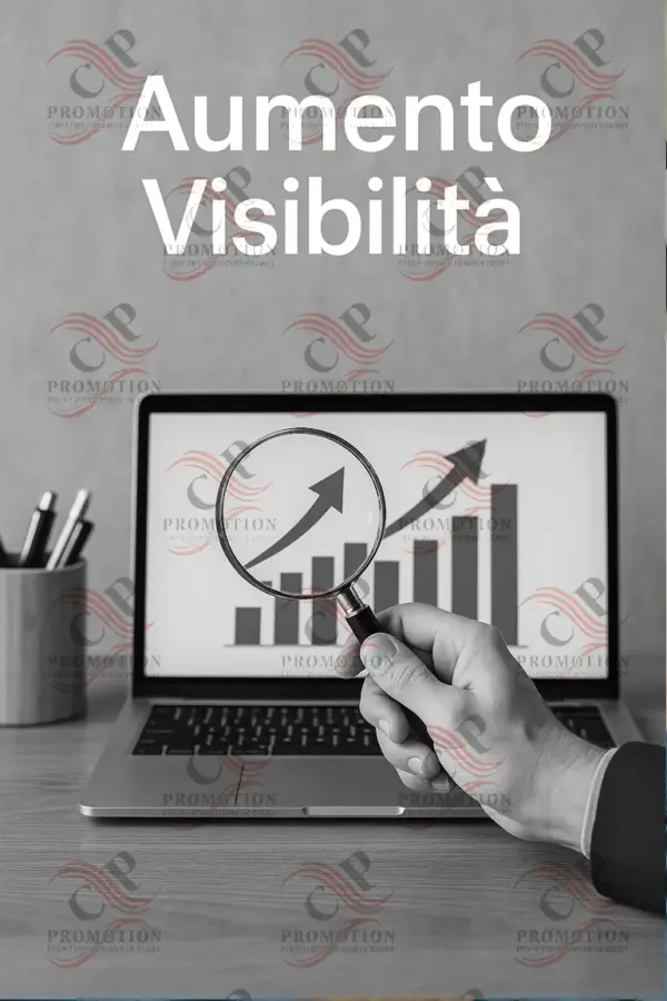Illustrazione rappresentativa delle strategie digitali per aumentare la visibilità online, con elementi grafici che richiamano SEO, Google Ads e risultati sui motori di ricerca, in linea con i servizi offerti da CP-Promotion.